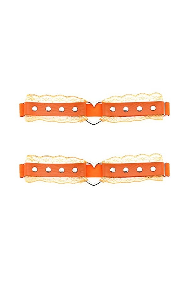 Jarretelles en cuir avec cœur et dentelle pour femme et fille, rose rouge, taille unique