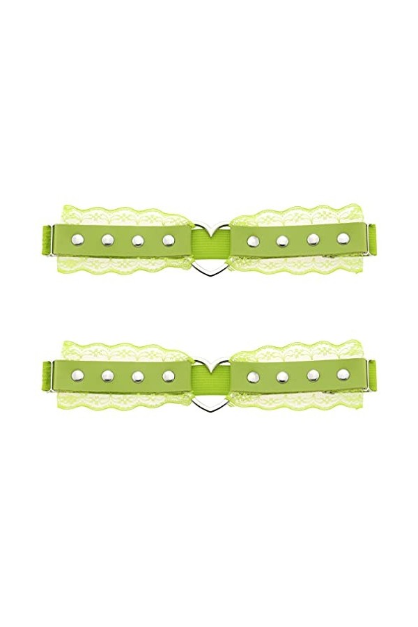 Jarretelles en cuir avec cœur et dentelle pour femme et fille, rose rouge, taille unique