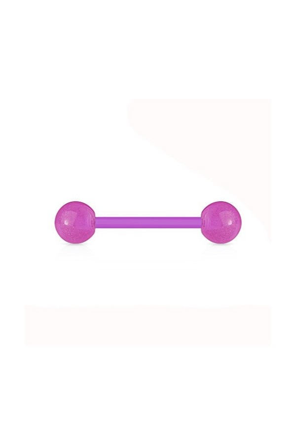 Lot de 6 Piercing Barbell en Bio Flex Phosphorescent - 6 Couleurs - Flexible - Langue/Arcade