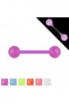 Lot de 6 Piercing Barbell en Bio Flex Phosphorescent - 6 Couleurs - Flexible - Langue/Arcade