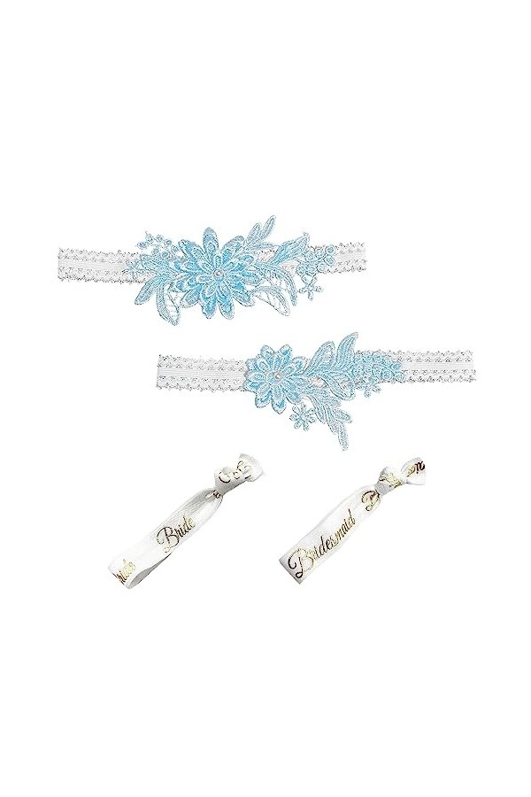 2 pièces jarretière de mariée avec 2 sangles de poignet, jarretière en dentelle, haute élasticité, convient pour mariage, fêt