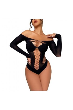 liaddkv Body en dentelle - Lingerie sexy - Jacquard - Pour femme - Costumes - Combinaison en dentelle - Noir - Taille unique