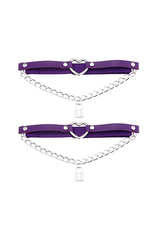 Lot de 2 porte-jarretelles réglables en forme de cœur avec chaîne élastique pour femme, rose, taille unique