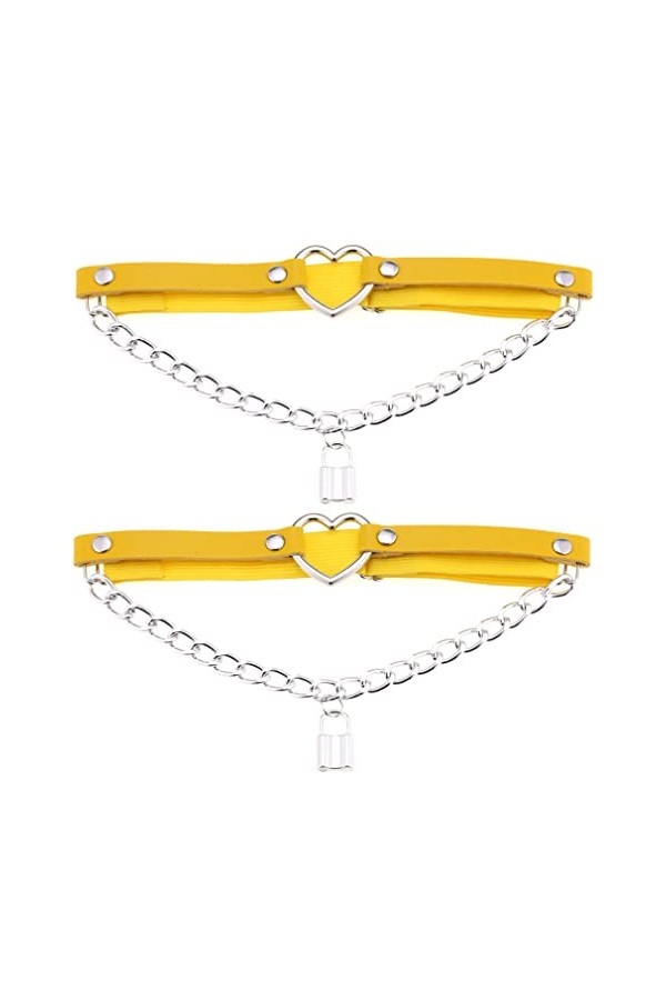 Lot de 2 porte-jarretelles réglables en forme de cœur avec chaîne élastique pour femme, rose, taille unique