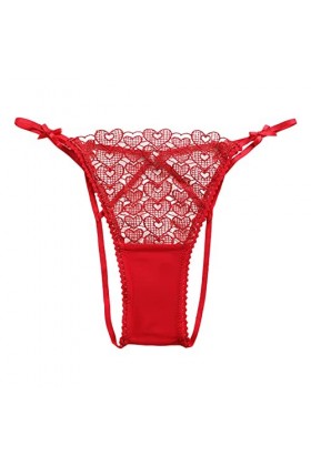 sous-vêtements en Dentelle pour Femmes avec nœud Sexy Fine Sangle évider Coton Entrejambe Dames Triangle Culotte Culottes Re