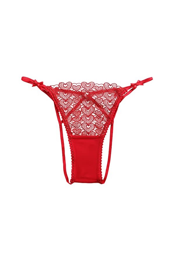 sous-vêtements en Dentelle pour Femmes avec nœud Sexy Fine Sangle évider Coton Entrejambe Dames Triangle Culotte Culottes Re