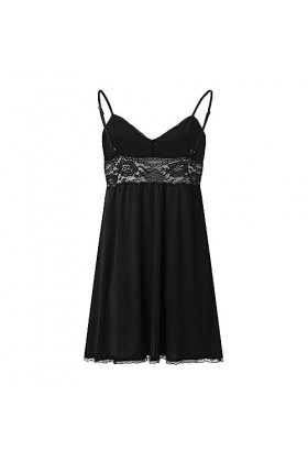 ZDJSWJ Pyjama col V pour Femme Dentelle Chimique Mesh Pyjama poupée Combinaison Plus Taille Lingerie Pyjama Noir,6XL 