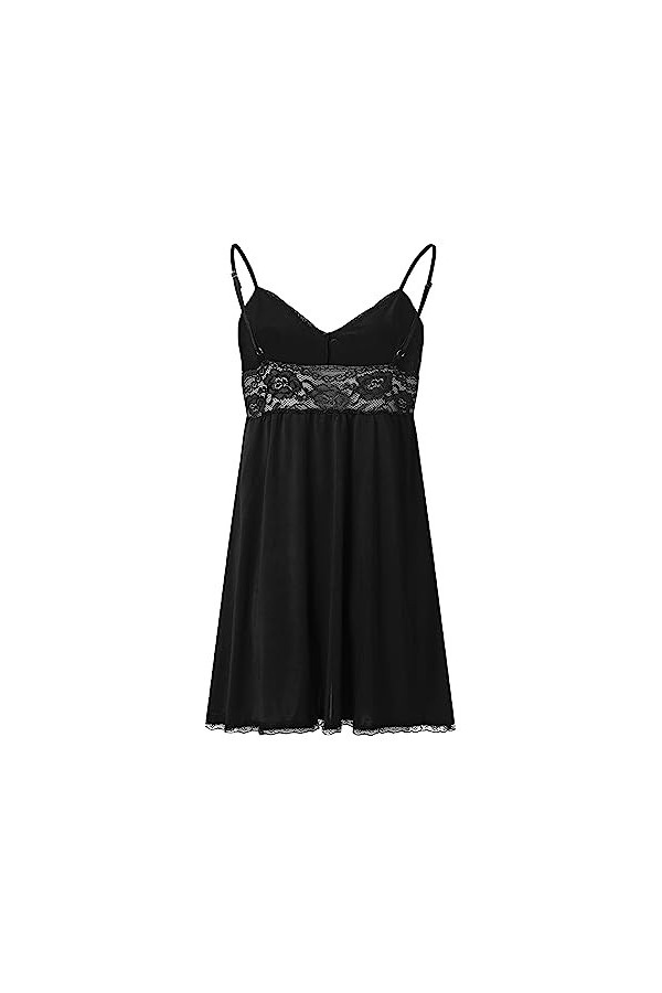 ZDJSWJ Femmes V - Neck Pyjama Dentelle Chimique Maille Pyjama poupée Combinaison Plus Taille Lingerie Pyjama Noir,7XL 