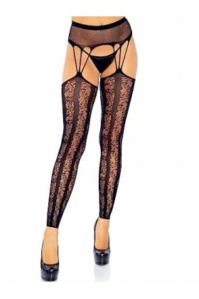 Leg Avenue Strapsstrümpfe-781322001 Collants, Black, Taille Unique Femme
