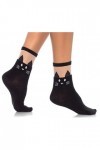 Leg Avenue 3937 Socquettes Opaques Chat Noir avec Partie Transparente Taille Unique 34-40