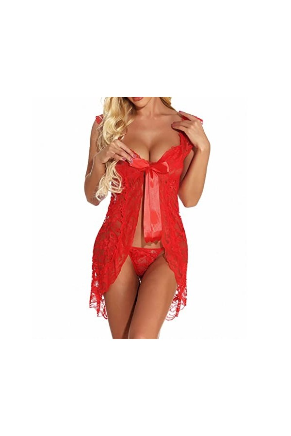 Lingerie Sexy Femme Ouverte sous Vêtements Sexy Valentin Body Nuisette Sissy Érotique Fonds De Robe Grande Taille Mini Robe S