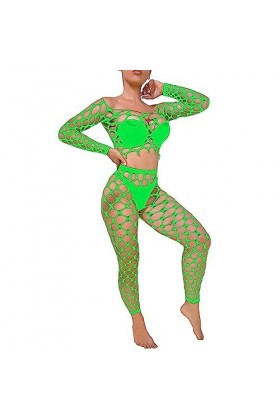 ADMAY 2023 New y*2k Style Lingerie Costume en maille à manches longues pour femme Fun Lingerie Vêtements Sexy Pour Green, On