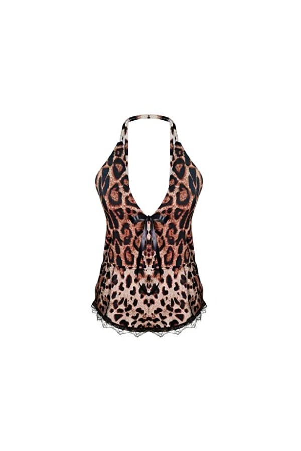 TDEOK Lingerie sexy vernie lingerie sexy sous-vêtement noeud trimming des bas léopard sous-vêtements lingerie sexy grandes ta