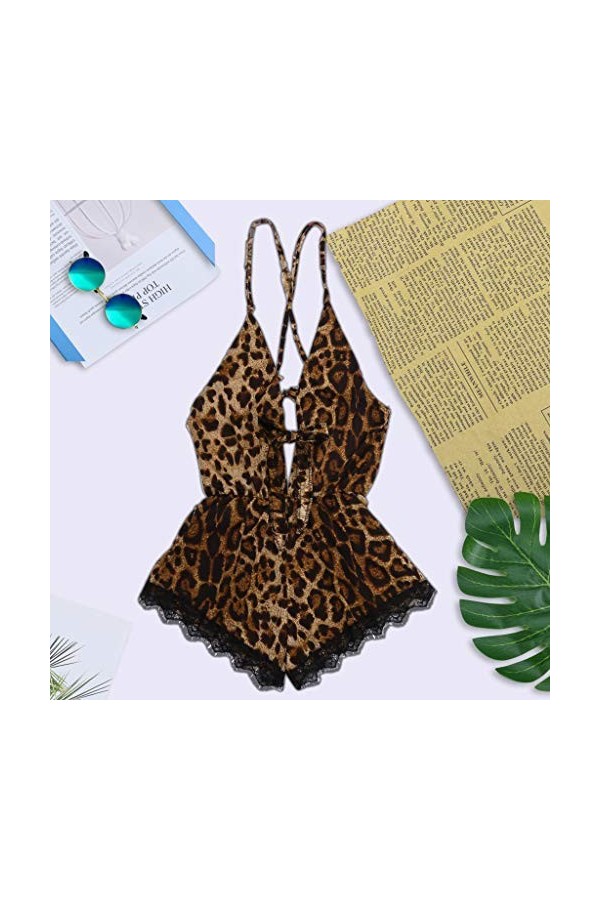 TDEOK Lingerie sexy vernie lingerie sexy sous-vêtement noeud trimming des bas léopard sous-vêtements lingerie sexy grandes ta