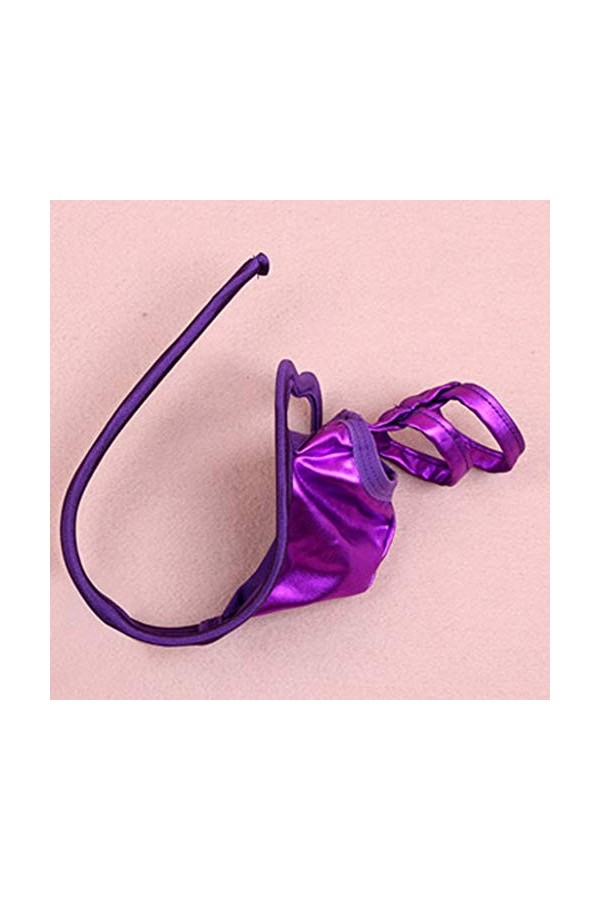 BIISDOST Entrejambe G-Strings Sexy Traceless sous-vêtements Lingerie Briefs pour Hommes Lingerie Sexy Satin Purple, One Size