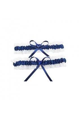 Zeayebsr Jarretière de mariage bleu 2 pièces, jarretière de mariée en dentelle bleue élastique, jarretière de mariage grande 