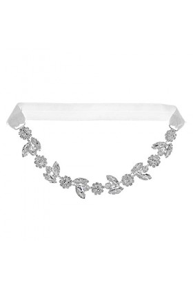 1 jarretière de mariée avec strass et ceinture pour décoration de pied, blanc, Taille M