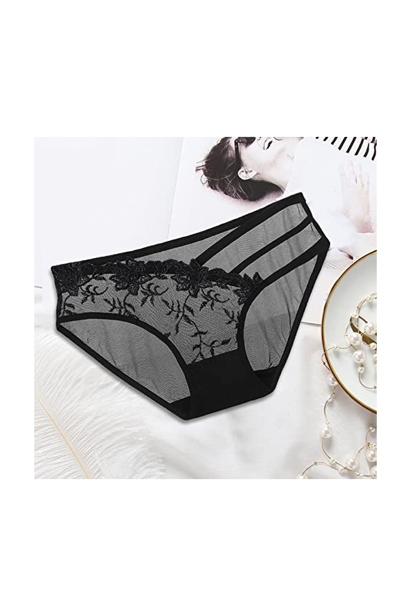 Culottes, Shorties Et Strings Femme Culotte Dentelle Sexy Transparente Broderie Culotte Shorty String Ventre Plat sous-Vêteme