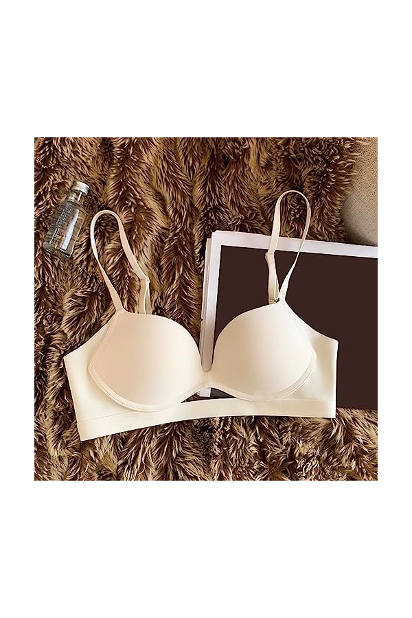 Soutien-gorge classique sans coutures pour femme - Sans armatures - Sexy - Dos nu - En cuir verni - Sangle en dentelle - Sout