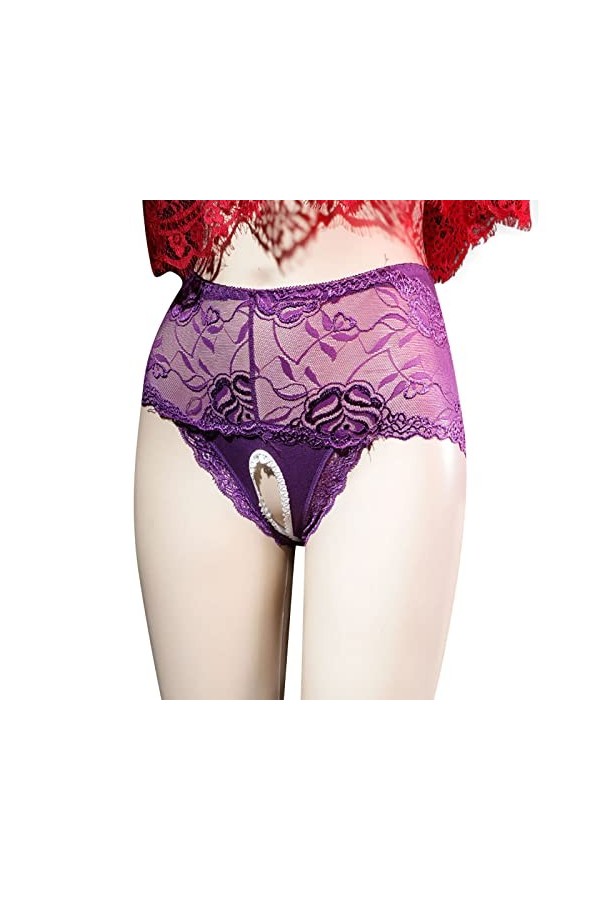 Générique Lingerie Sexy Femme Body et Combinaison en Dentelle Florale Taille Basse Dentelle Culotte Ouverte Entrejambe Leggin