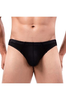 CreoQIJI Petit sous-vêtement pour homme - Mode Low Rise Sexy Trend - Double pantalon tranchant et intéressant, Noir , M