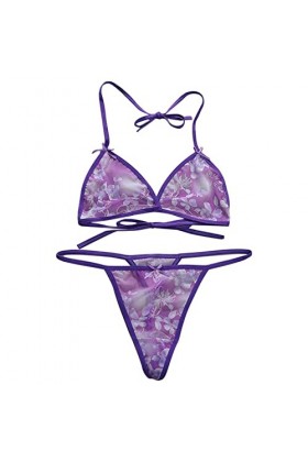 Maille imprimée pour Femmes à lintérieur des sous-vêtements émotionnels Assortis Ensemble de Soutien-Gorge à Lacets Sexy Den