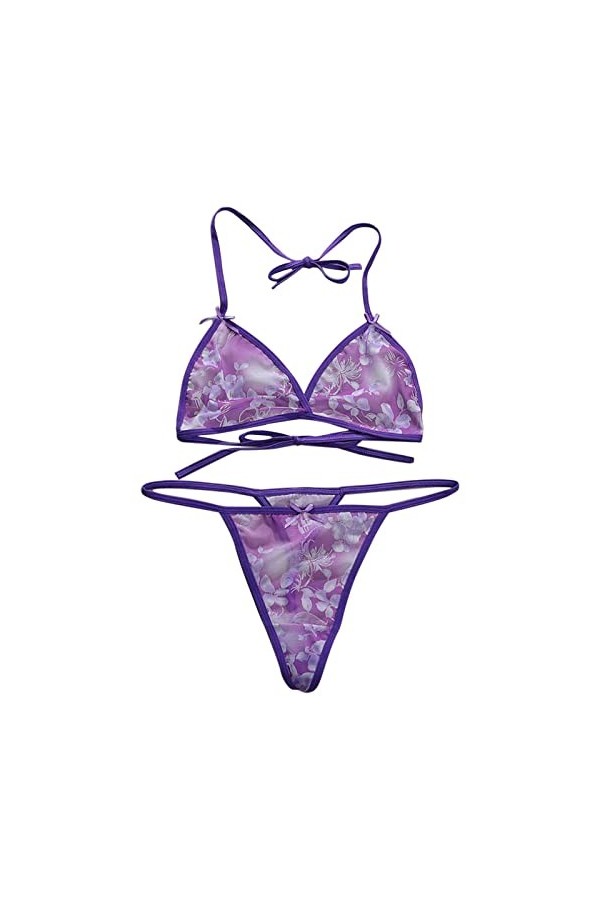 Maille imprimée pour Femmes à lintérieur des sous-vêtements émotionnels Assortis Ensemble de Soutien-Gorge à Lacets Sexy Den