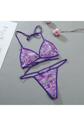 Maille imprimée pour Femmes à lintérieur des sous-vêtements émotionnels Assortis Ensemble de Soutien-Gorge à Lacets Sexy Den