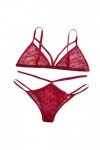 Legou Ensemble de lingerie sexy en dentelle pour femme, Rouge, Small