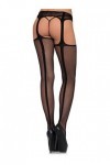 Leg Avenue 1776 Collant Porte-Jarretelles Résille Criss Cross avec Couture Arrière Noir Taille Unique 36-40 177622001
