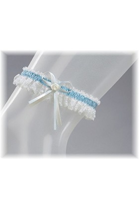 Jarretière de Mariage-Élastique Jarretière Mariée-Dentelle Élastique-Petit Nœud en Satin Délicat-SOMETHING BLUE-Robe de Marié