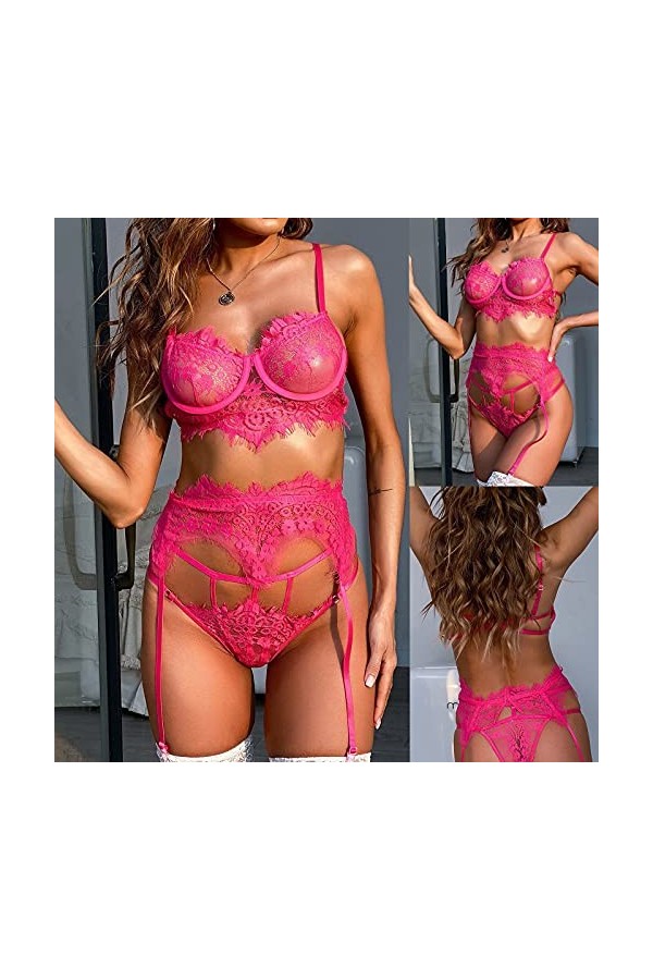 Vêtements De Nuit Femme Sexy sous-Vetements Erotique Lingerie Sexy Ensemble Dentelle Ensemble Soutien Gorge et String 2 Pièce