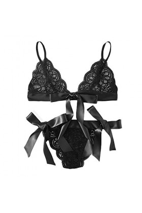Lingerie Sexy Ensemble Femme Erotique Ensemble Soutien Gorge et String Dentelle sous-Vetements 2 Pièce Vêtements De Nuit Sexy