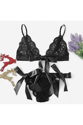 Lingerie Sexy Ensemble Femme Erotique Ensemble Soutien Gorge et String Dentelle sous-Vetements 2 Pièce Vêtements De Nuit Sexy