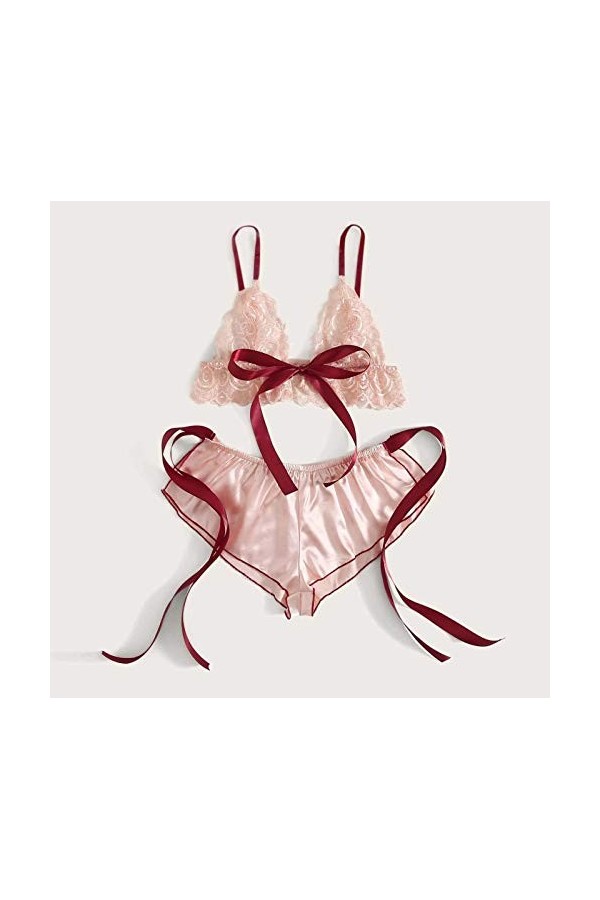 Vêtements De Nuit Femme 2 Pièce Ensemble Soutien Gorge et String Sexy Lingerie Sexy Ensemble Dentelle sous-Vetements Erotique