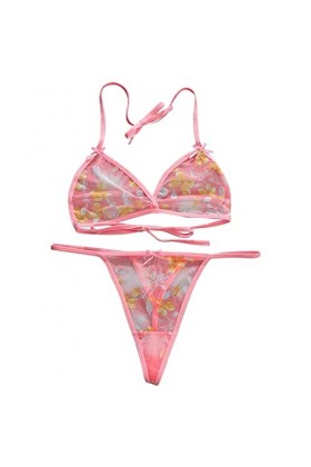 Maille imprimée pour Femmes à lintérieur des sous-vêtements émotionnels Assortis Ensemble de Soutien-Gorge à Lacets Sexy Den