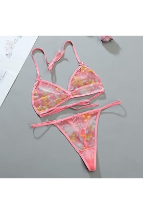 Maille imprimée pour Femmes à lintérieur des sous-vêtements émotionnels Assortis Ensemble de Soutien-Gorge à Lacets Sexy Den