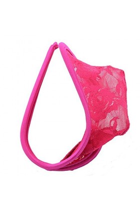 Pantalon C pour Hommes T-Back Dentelle sous-vêtements Sexy Lot Body Coton Hot Pink, One Size 