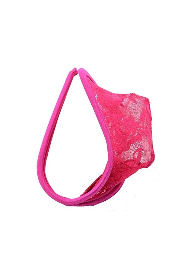 Pantalon C pour Hommes T-Back Dentelle sous-vêtements Sexy Lot Body Coton Hot Pink, One Size 