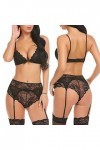 liaddkv Sous-vêtement sexy en dentelle noire pour femme avec bretelles Plus Mode Sexy Costumes Lingerie Noir, L 
