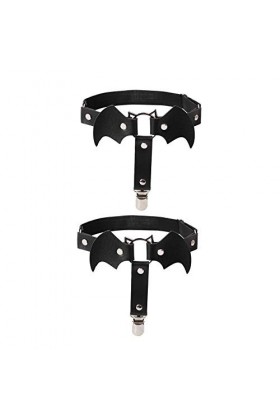 Aalisikee Lot de 2 jarretelles réglables en forme de chauve-souris avec clips antidérapants pour femme et fille - noir - Tail