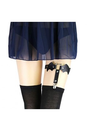 Aalisikee Lot de 2 jarretelles réglables en forme de chauve-souris avec clips antidérapants pour femme et fille - noir - Tail