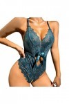 Générique Lingerie Chic Et Sexy Lingerie sexy pour femmes évider Body en dentelle florale Lingerie Deep V Teddy Underwear Lin