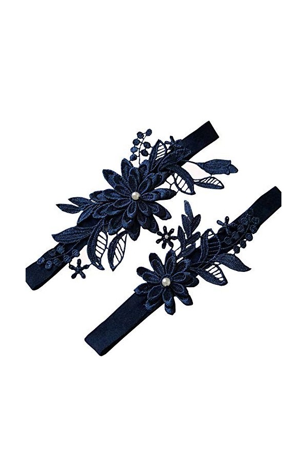 Oyabridal Jarretière en dentelle pour mariée - Bleu - Taille unique