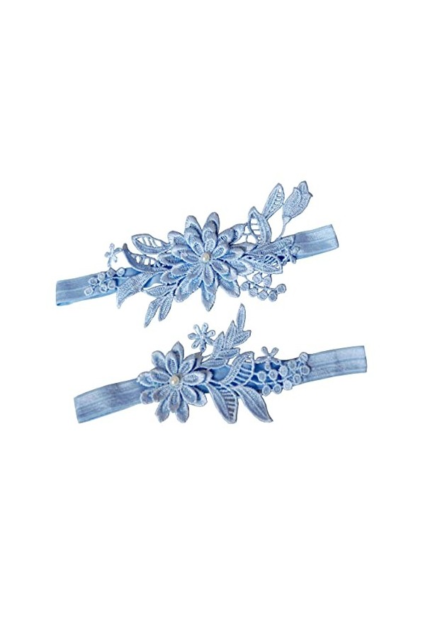 Oyabridal Jarretière en dentelle pour mariée - Bleu - Taille unique