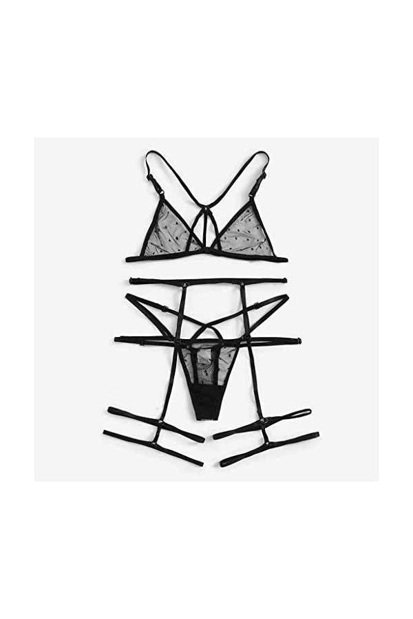 liaddkv Ensemble de sous-vêtements en dentelle pour femme - S-XL, Noir , XXL
