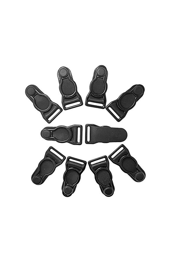 Lot de 10 porte-jarretelles en métal pour bas de cuisse 12 mm, Noir , 12MM