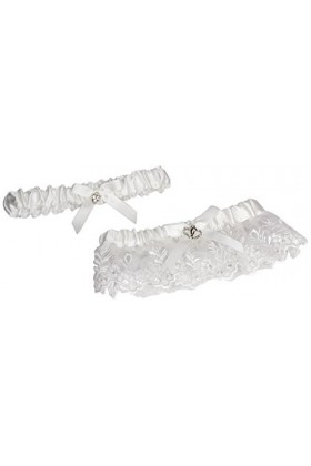 Darice Matrice Vl5863, Coeur Dentelle Accent Porte-Jarretelles Régler avec Toss Away, Blanc