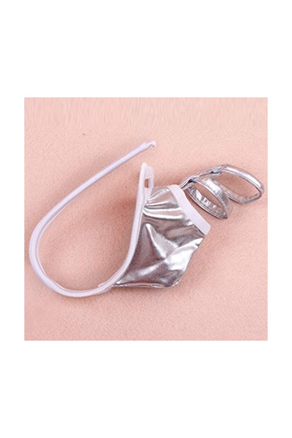 BIISDOST Entrejambe G-Strings Sexy Traceless sous-vêtements Lingerie Briefs pour Hommes Lingerie Sexy Satin Silver, One Size