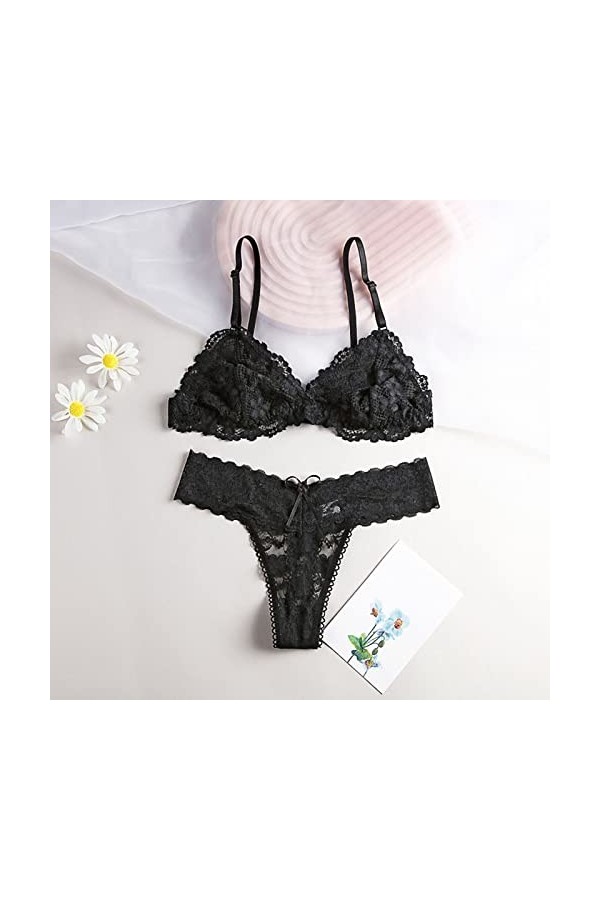 Lingerie Femme Sexy Ensemble Homme Sexy Hot y*2*k Femmes V Cou Sexy Femme Confortable Sous-Vêtements Gilet Floral Dentelle Li